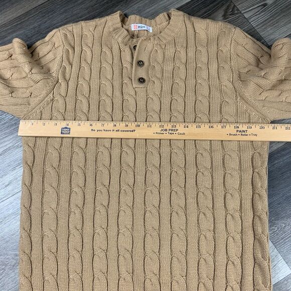 Vintage H2H Brown Cable Knit Pullover Long Sleeve Sweater Size Large - Picture 4 of 6